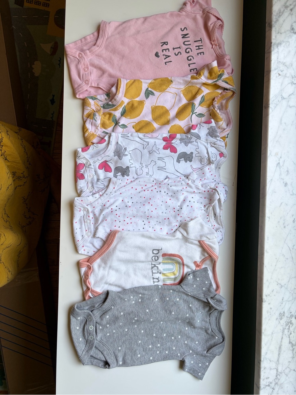 Carter's Girls Multi-Color Bodysuit Pack - Pink, Yellow, Gray, White